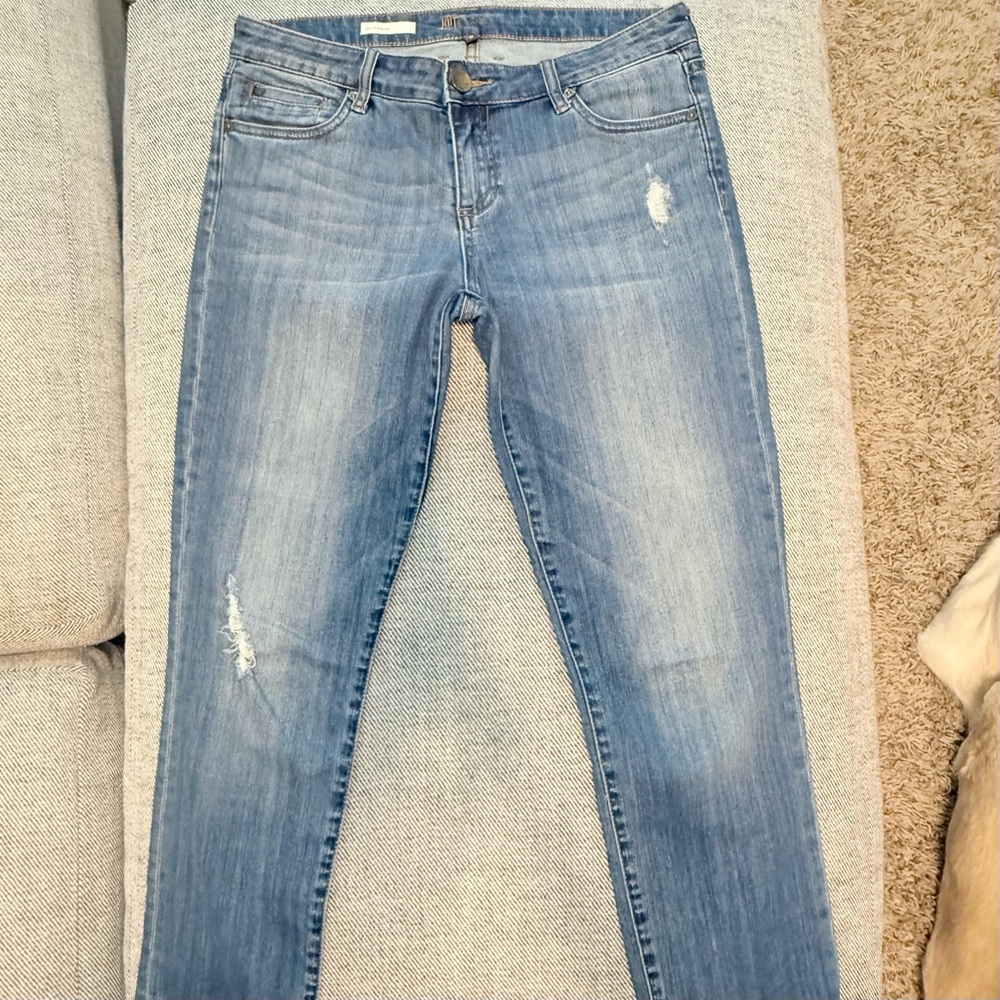 Kut from the Kloth Blue Skinny Jeans with Distressed Details